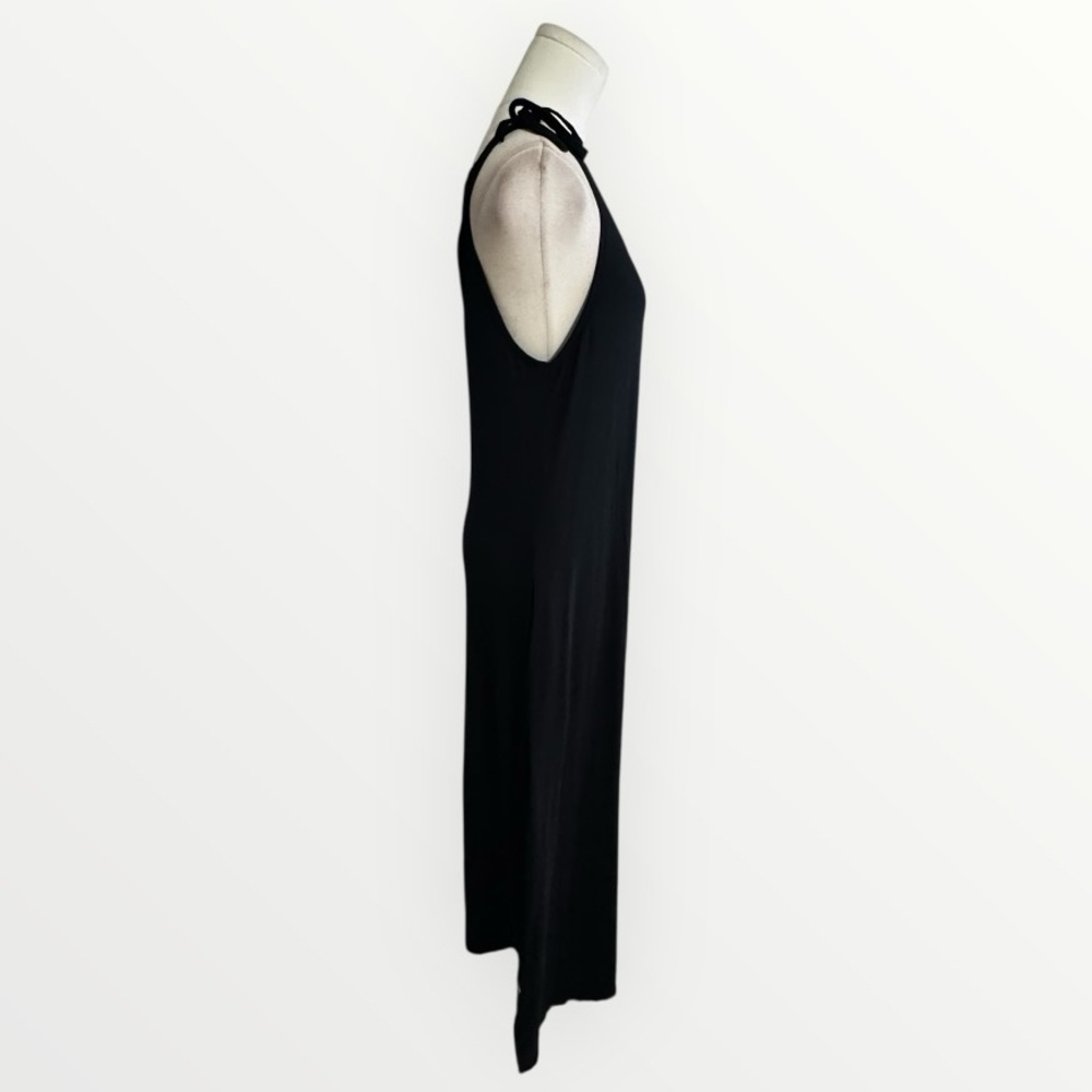 REISTOR Tie-Detail Maxi Dress Black Slits Tank Soft Casual Designer S Vacation - Picture 9 of 12